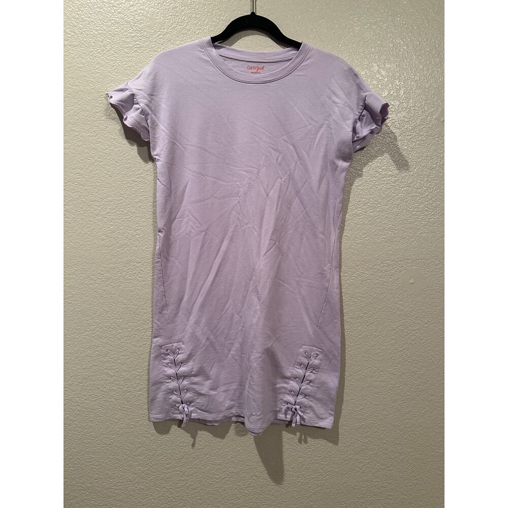 Jack & Cat Lavender Flutter Sleeve Lattice Tie Sides T-shirt Dress XL 14/16